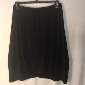 Eileen Fisher Midi Stretch Black Balloon Skirt EUC